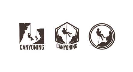 Canyoning Adventure Logos - Extreme Sports Silhouette Icons © Heri_s99