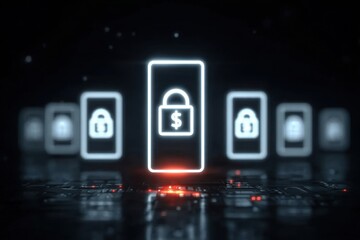 Fototapeta premium Effective security in a banking gateway assists a merchant with a credit or debit transfer.