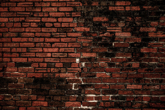 Broken bricks brickwall texture background. Broken bricks wall pattern surface. Broken bricks masonry rubble structure. Broken bricks rustic grunge texture.