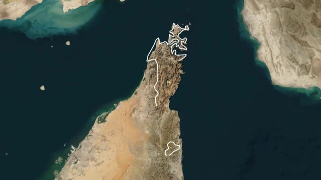 Map of the musandam governorate part of Oman Seen from Above