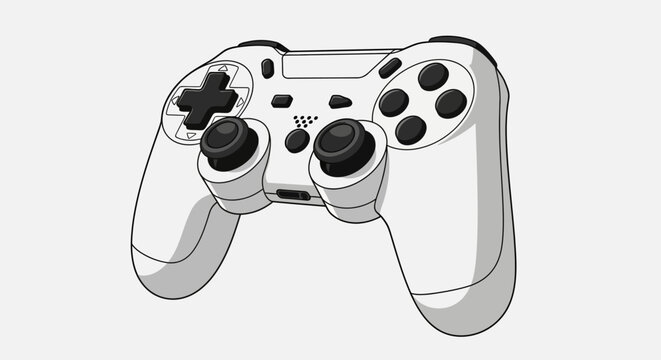 White Video Game Controller, Modern Gaming Input Device, Isolated on Grey Background