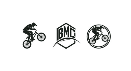 Fototapeta premium BMX Rider Silhouette and Logo Collection