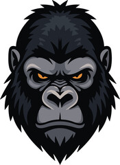 Obraz premium Aggressive Gorilla Head Illustration – Angry Gorilla Face Vector Graphic