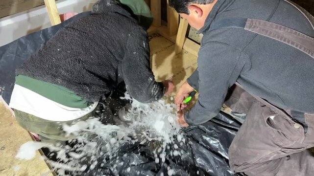 A very wet and nasty job, releasing sewer test