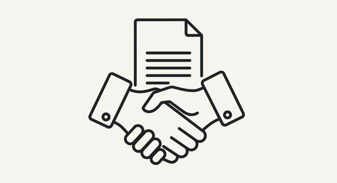 Business handshake and contract agreement, partnership deal, success, teamwork icon