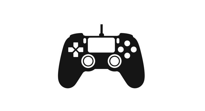 Black Video Game Controller Icon, Modern Gaming Input Device, Digital Entertainment Symbol