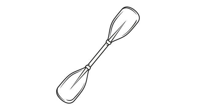 Kayak Paddle Outline Drawing - Simple Line Art Illustration of a Double-Bladed Oar