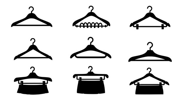 Clothes hanger equipment icons wardrobe vector illustration set