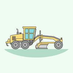 Naklejka premium Yellow Road Grader Machine Illustration For Construction And Maintenance Projects