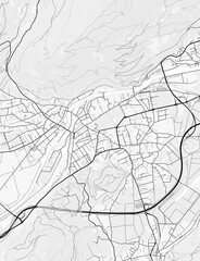Obraz premium Interlaken City Map. Minimalist black and white line art poster for printing, wallpaper, wall art, and map resources for home and office decor.
