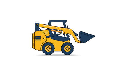Naklejka premium Yellow Skid Steer Loader With Blue Bucket Ready For Work