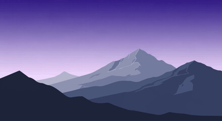 Obraz premium Mountain Range Landscape Silhouette Purple.