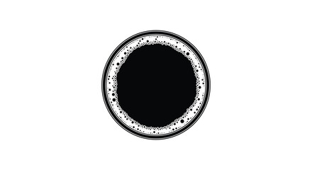 A top down view of a dark coffee drink in a round cup featuring a bold black silhouette © jivect02