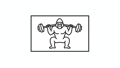 Fototapeta premium Strong Gorilla Lifting Weights, Fitness and Strength Concept