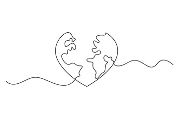 World map forming a heart outline minimal medical awareness artwork in monoline style  © MdOmar