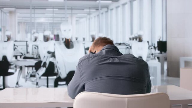 Recruiter Robot Interviews A Man