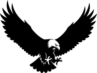 Fototapeta premium eagle in drawing stencil silhouette vector illustration