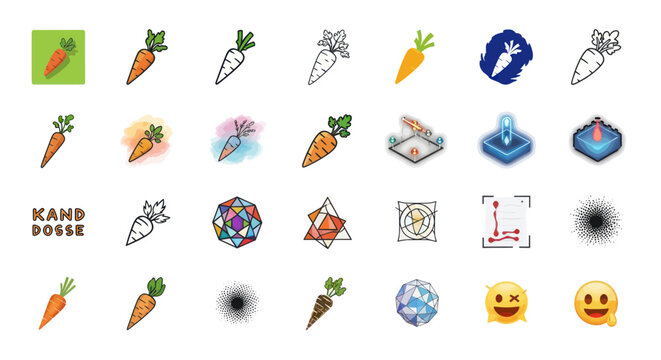 Carrot Icons Collection: From Pixel Art to Geometric Designs