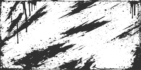 Abstract a stark, high-contrast monochrome design with a textured splatter effect, creating a striking visual statement.  © DreamLoom