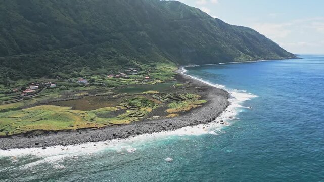 Cinematic Aerial Dolly View, Faja Da Cumbre Sao Jorge Azores Island