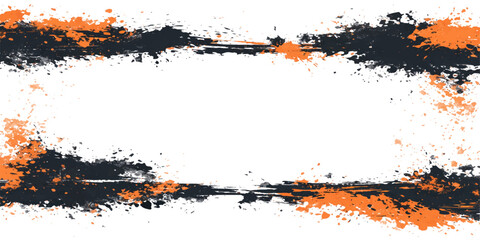 Abstract ink splotches art frame, an abstract illustration with striking brushstrokes and dynamic composition. The artistic expression with vivid paint splotches against a clear space. © DreamLoom