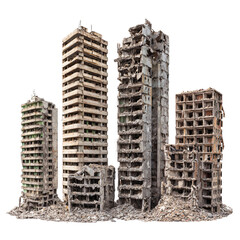 Ruined Skyscrapers Standing Isolated on White Background - Professional Stock Photo © Anna