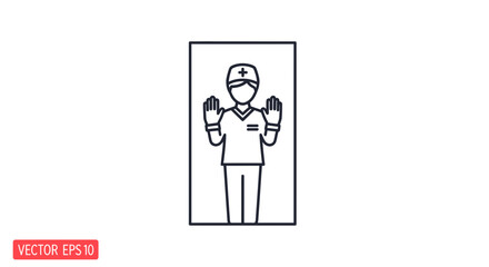Fototapeta premium Minimalist icon of a healthcare professional demonstrating clean hands preparing for sterile tasks