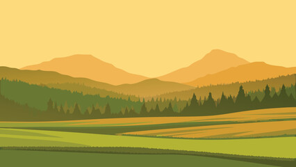 Obraz premium Serene landscape featuring rolling hills and distant mountain peaks