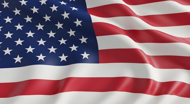 Waving american flag with stars and stripes