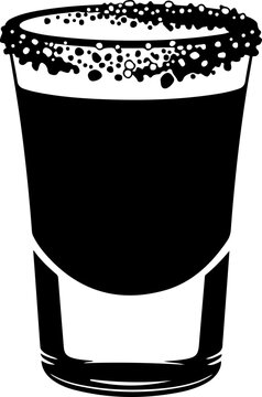 shot glass with a salt rim silhouette vector illustration