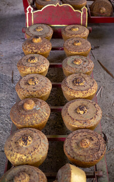 Photo of bonang, one of the important percussion instruments in the Javanese gamelan ensemble.