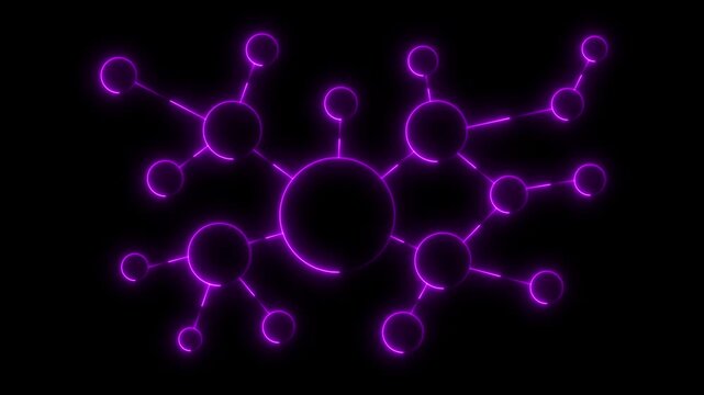 networking topology Motion graphic of violet technology icon network connection abstract background . Communication, used for communication. 4k video. global internal net connection icon animation