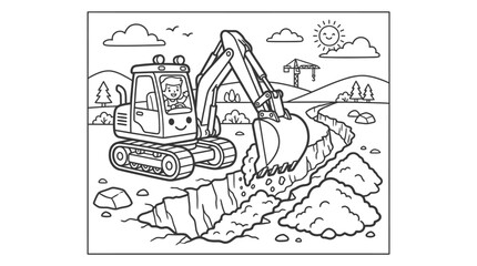 Excavator digging earth with large bucket. © angguk