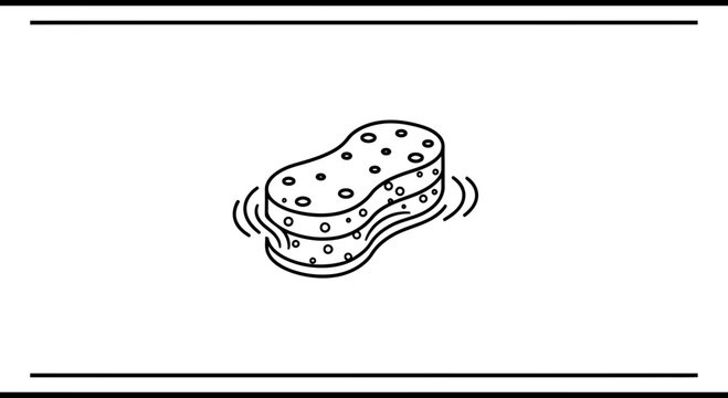 Simple doodle drawing of a cleaning sponge soaked in water ready for household chores