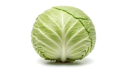 Obraz premium Fresh green cabbage head isolated on white background