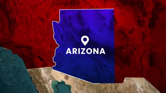 Arizona map animation, USA state highlight, location pin animation, geographic map motion, travel location background, red textured map animation, state boundary highlight, modern map transition