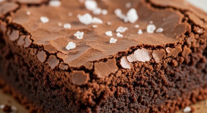 Delicious chocolate brownie with sea salt.