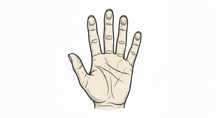 Fototapeta premium Human Palm Hand Open Vector Illustration with Vintage Texture on White Background