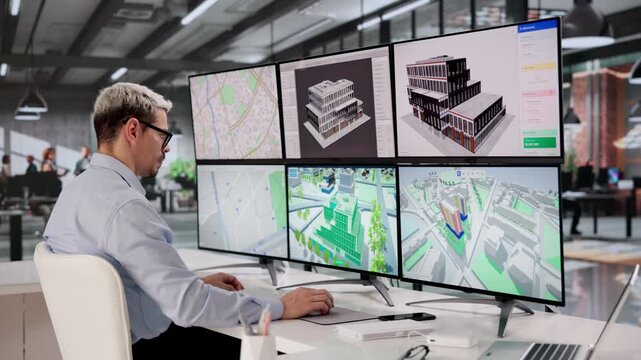 Architect Carefully Reviews 3D BIM Model