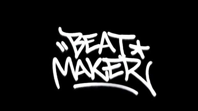 Beat Maker Hip Hop Graffiti Motion Animation in 4K Featuring Spray Paint Tag on Urban City Wall with Realistic Aerosol Drips and Music Producer Aesthetic.
