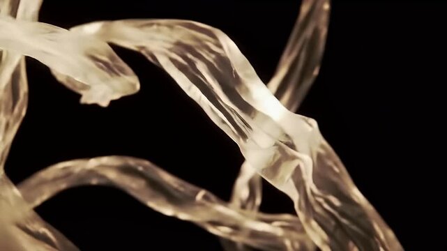Glowing illuminated transparent tubes twist and turn in darkness