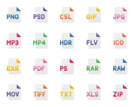 Gradient color icons set for Programming files