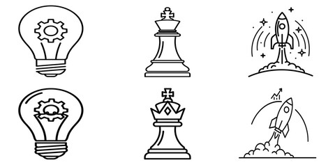 Fototapeta premium Creative Strategy Icons for Business Innovation Leadership and Startup Launch