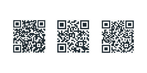 Fototapeta premium minimalist black digital qr code scanning vector icon collection set