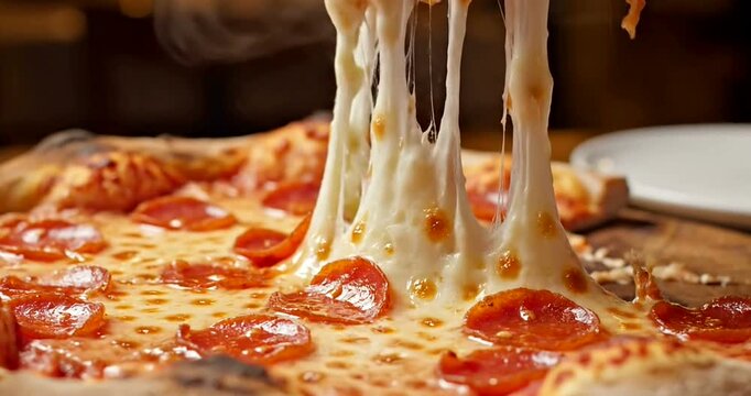 Pepperoni Pizza with Melting Cheese.