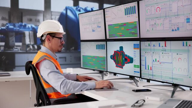 Engineer Carefully Monitors Software Systems Controlling Gas Turbine