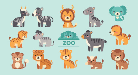 Obraz premium Various animals gathered at a zoo with diverse wildlife on display