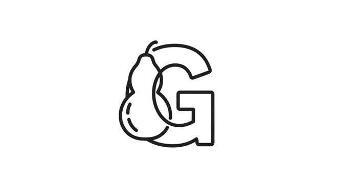 Stylized G lettermark merged with a simple pear icon creating unique visual identity