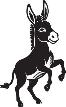 black and white donkey silhouette running free outdoors