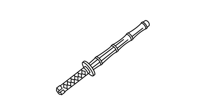 Bamboo Sword Icon, Japanese Katana Outline, Martial Arts Weapon Vector